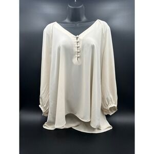 Cato EST 1946 Womens Blouse Size Small V Neck Long‎ Sleeve Button Up Casual